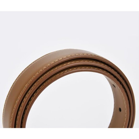 Women Belt Leather Skinny 33-41 in Gold Buckle for Jeans Pants Dresses - Picture 4 of 4